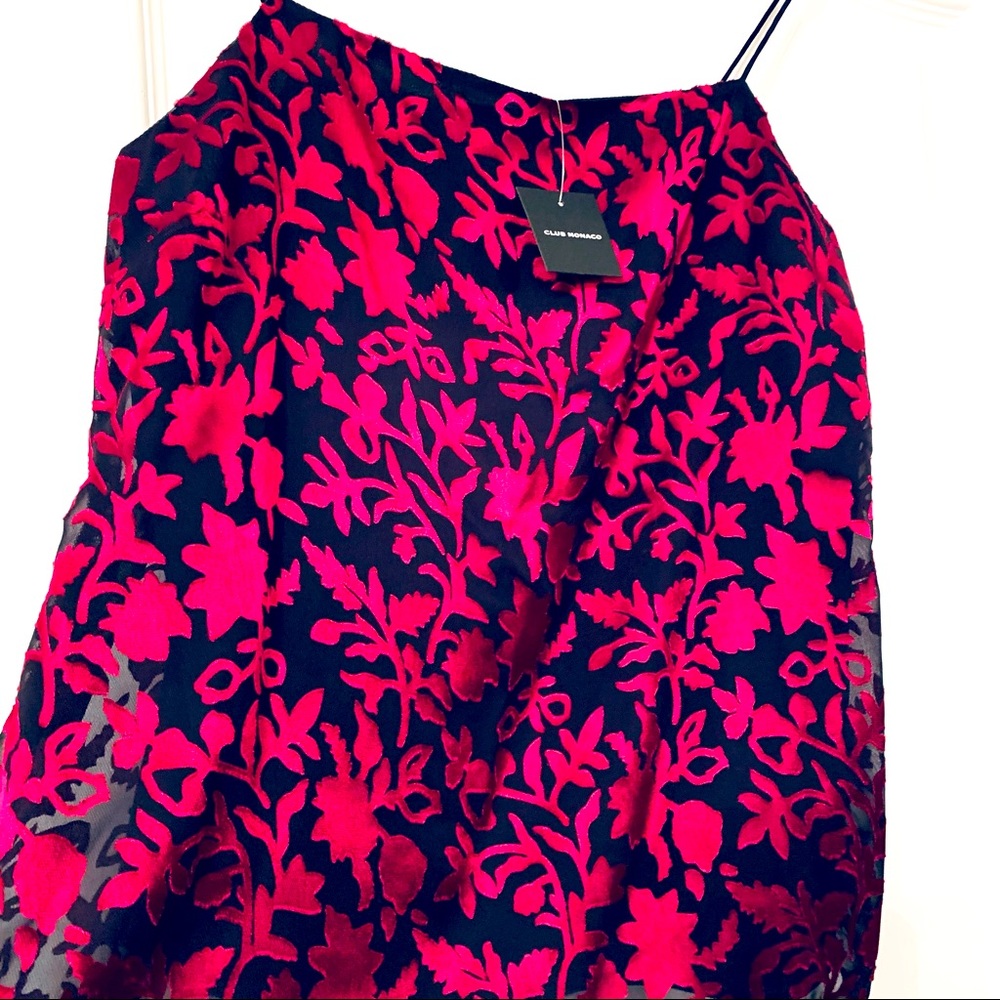 💖HOST PICK!💖SILK NWT CLUB MONACO SILK FUSCHIA HOT PINK BURNOUT CAMI 💙💖